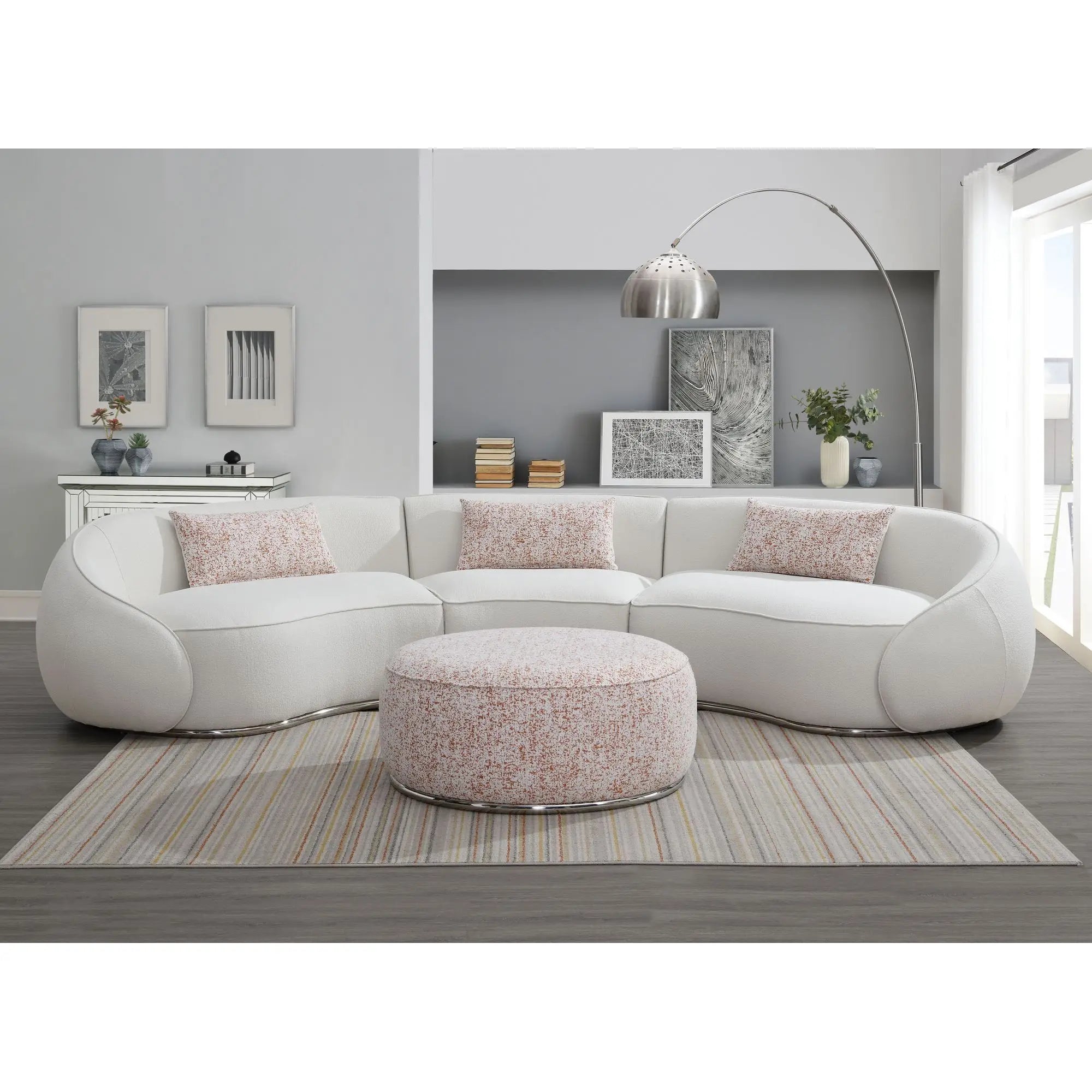Pink Metal Frame Ottoman Stylish Stool & Ottoman Furniture