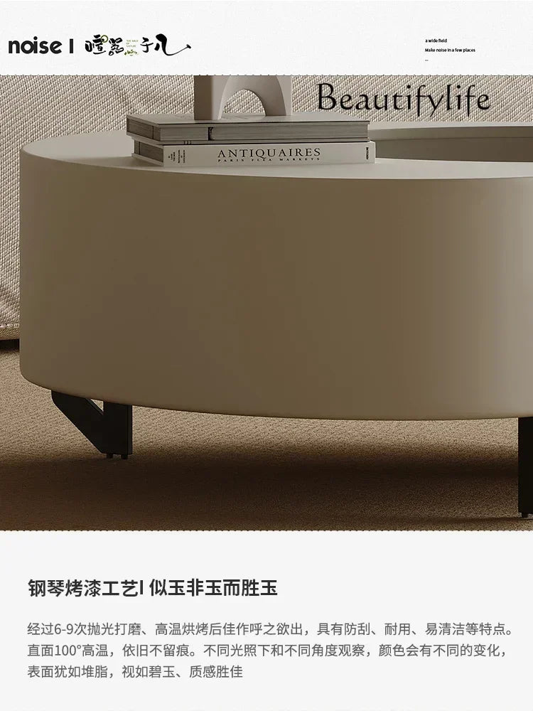 S Rotating Coffee Table Living Room Home Special-Shaped High-Grade French Special-Shaped Glass Coffee Table White