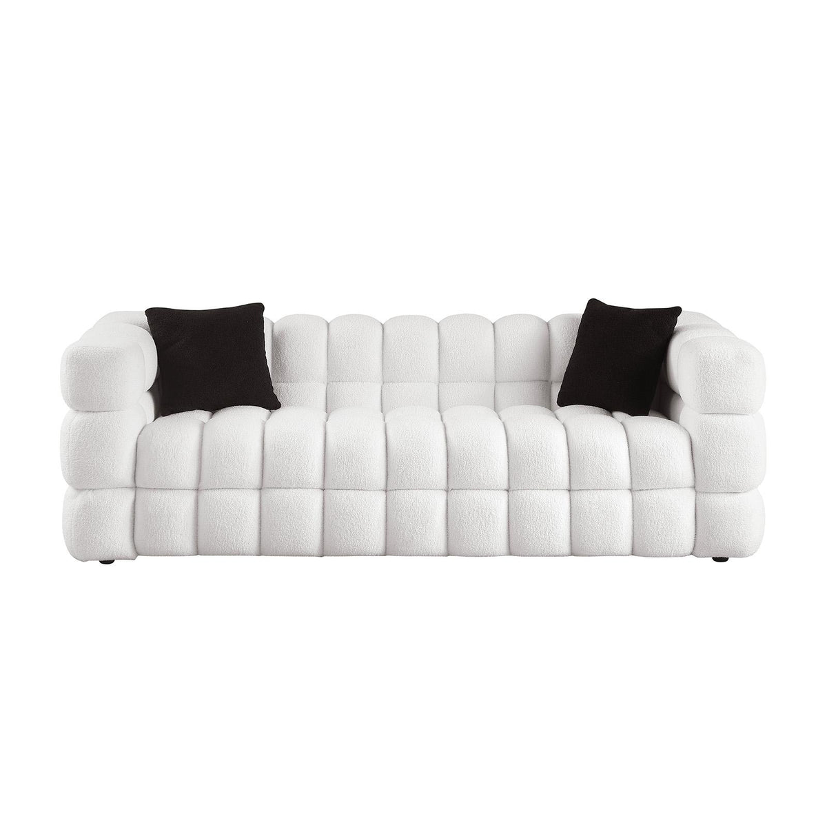 Ivory Marshmallow Bouclé Sofa | Sculptural 84-Inch 3-Seater