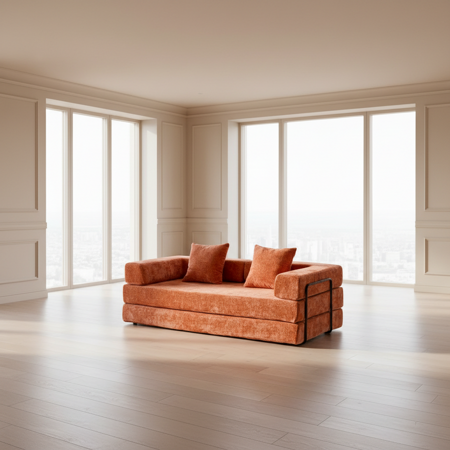 Convertible Floor Sofa Bed with Pillow & Armrest – Flannel Fabric