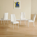 White High-Back Upholstered Dining Chairs — Set of 4
