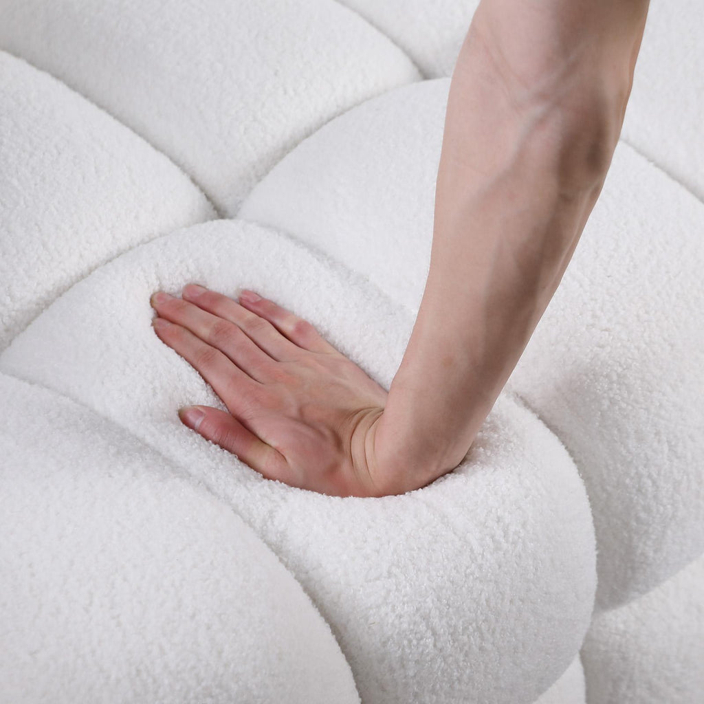 Ivory Marshmallow Bouclé Sofa | Sculptural 84-Inch 3-Seater