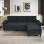 Dark Gray Teddy Modular 3-Seater Sofa with Ottoman
