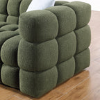 Olive Marshmallow Bouclé Sofa | Sculptural 84-Inch 3-Seater