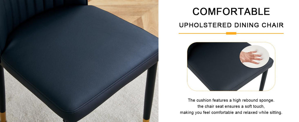 Black High-Back Upholstered Dining Chairs — Set of 4