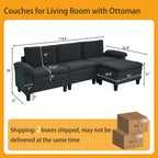 Dark Gray Teddy Modular 3-Seater Sofa with Ottoman