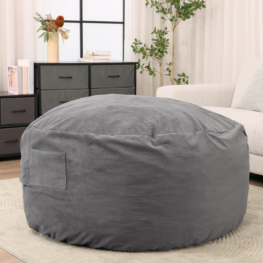 48-Inch Bean Bag Lounge Chair — Dark Gray