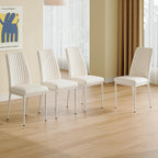 White High-Back Upholstered Dining Chairs — Set of 4
