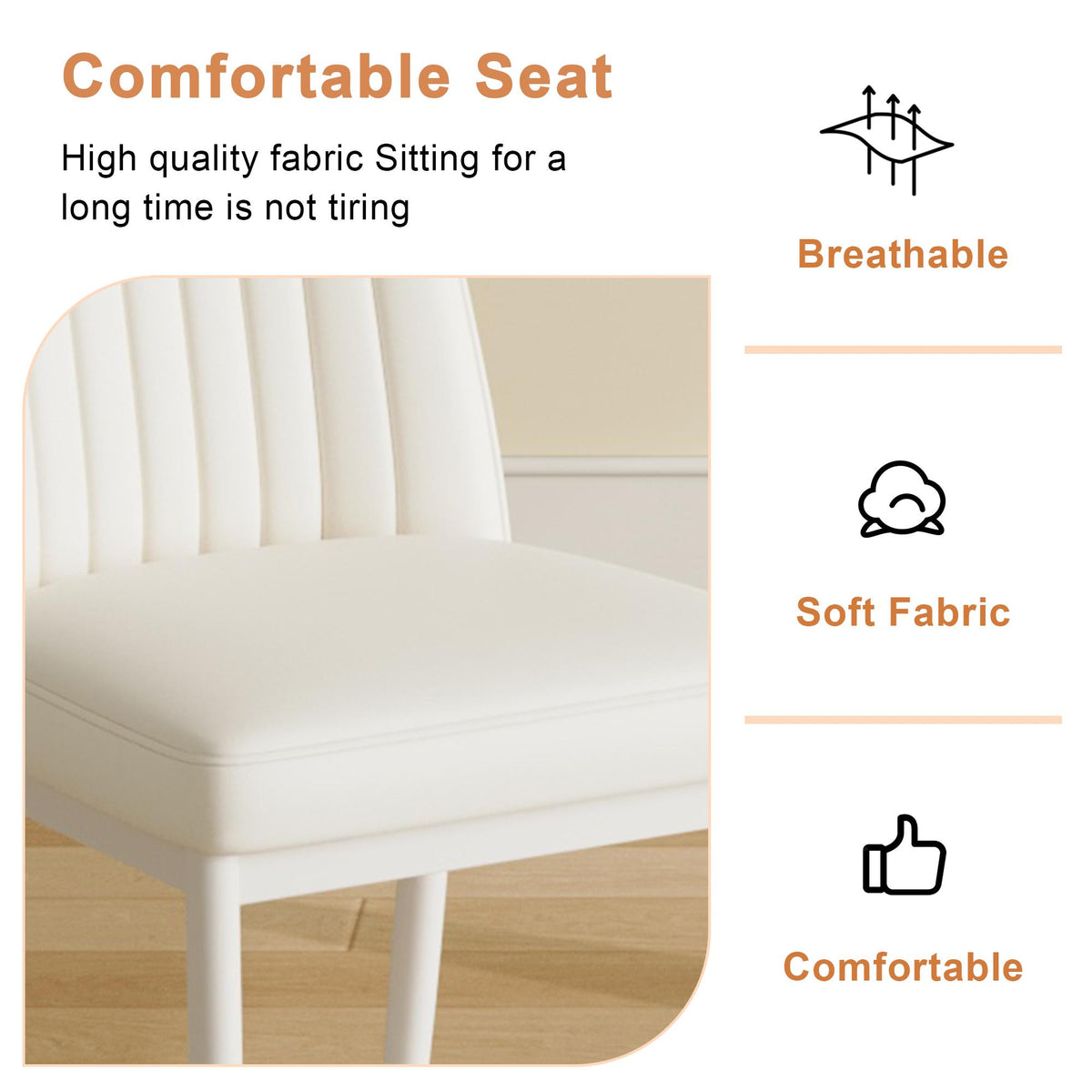 White High-Back Upholstered Dining Chairs — Set of 4