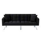 Black Velvet 74-Inch Convertible Futon Sofa Bed