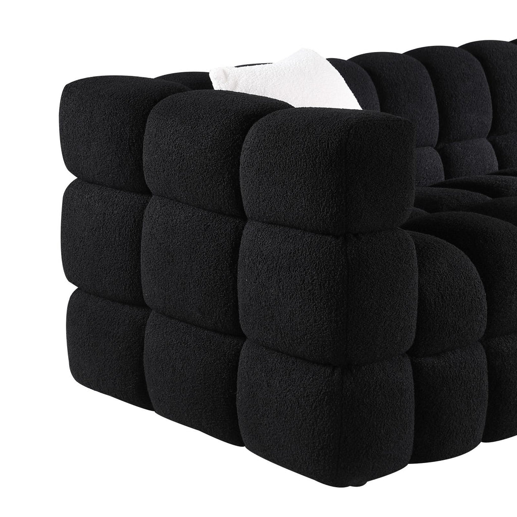 Black Marshmallow Bouclé Sofa | Sculptural 84-Inch 3-Seater