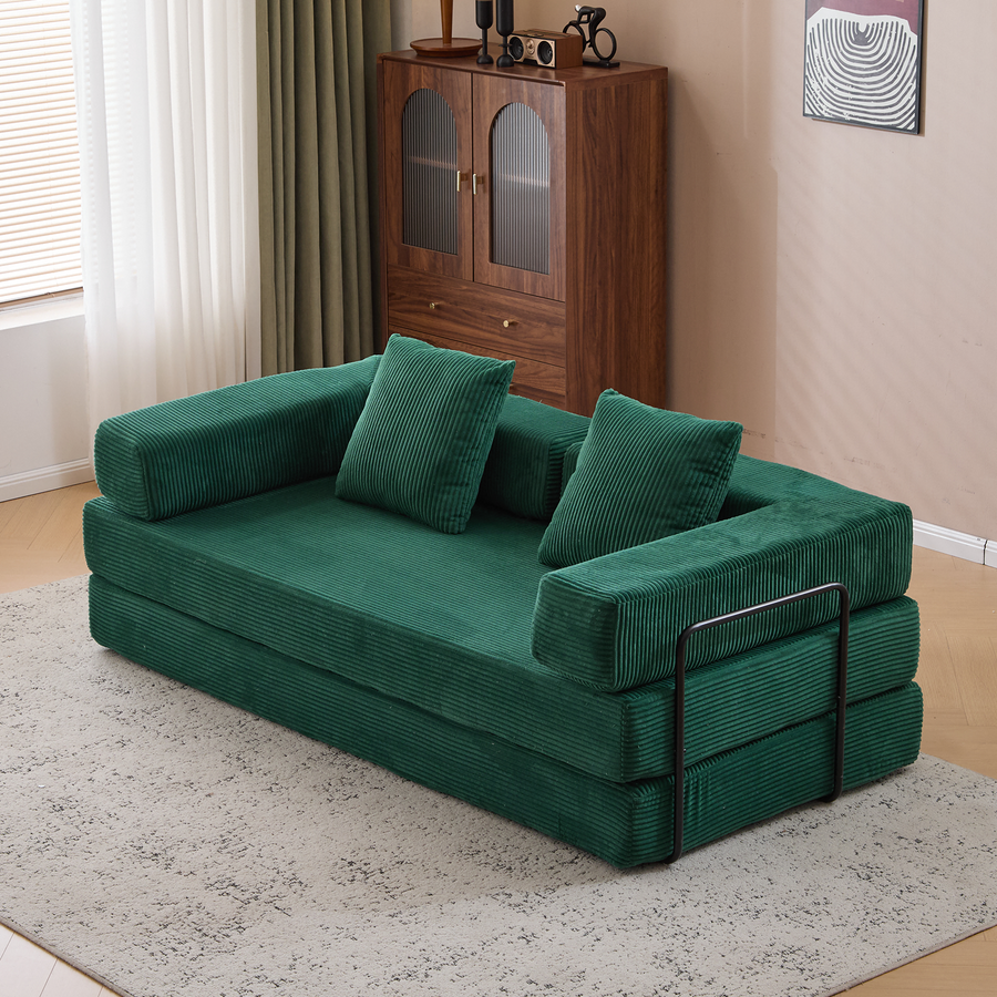 Floor Couch,Compression Sofa,Convertible Floor Sofa Bed-with Pillow Back Support Armrest,Comfy Futon Couch Lounge Sleeper Bed,Flannel fabric,for Livin