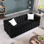 Black Marshmallow Bouclé Sofa | Sculptural 84-Inch 3-Seater