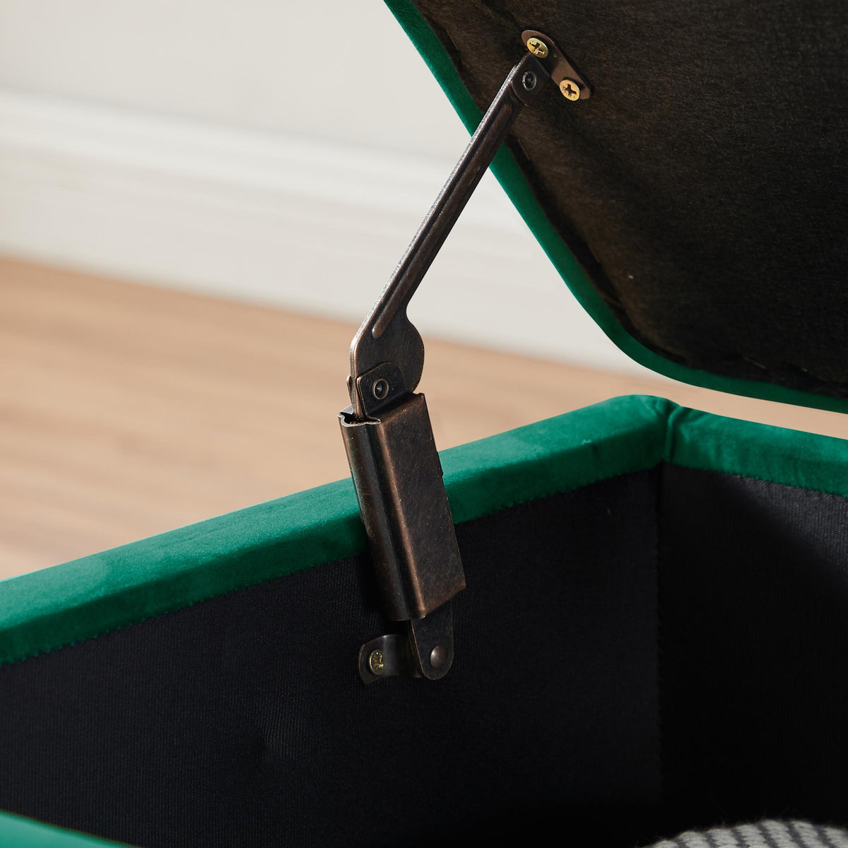 Forest Green Upholstered Storage Bench | Two-Seater