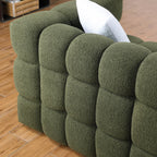 Olive Marshmallow Bouclé Sofa | Sculptural 84-Inch 3-Seater