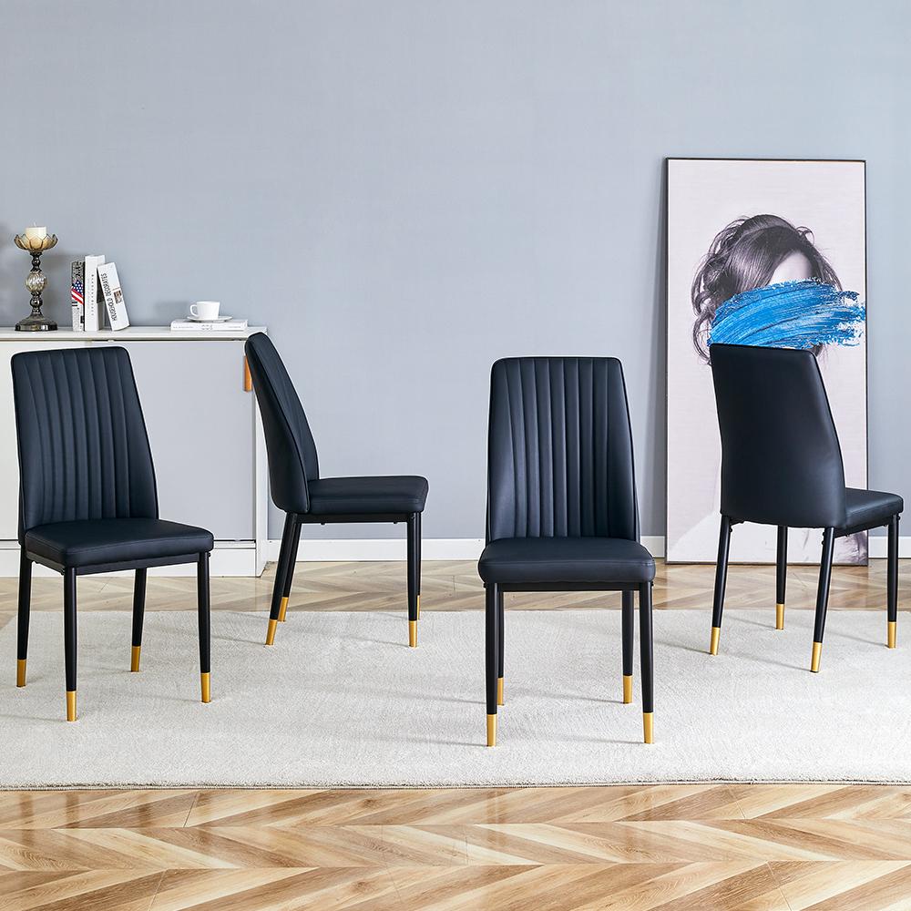 Black High-Back Upholstered Dining Chairs — Set of 4