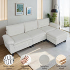 Beige Teddy Modular 3-Seater Sofa with Ottoman | Golden Home