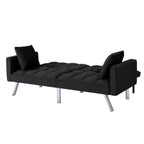 Black Velvet 74-Inch Convertible Futon Sofa Bed