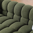 Olive Marshmallow Bouclé Sofa | Sculptural 84-Inch 3-Seater