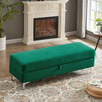 Forest Green Upholstered Storage Bench | Two-Seater