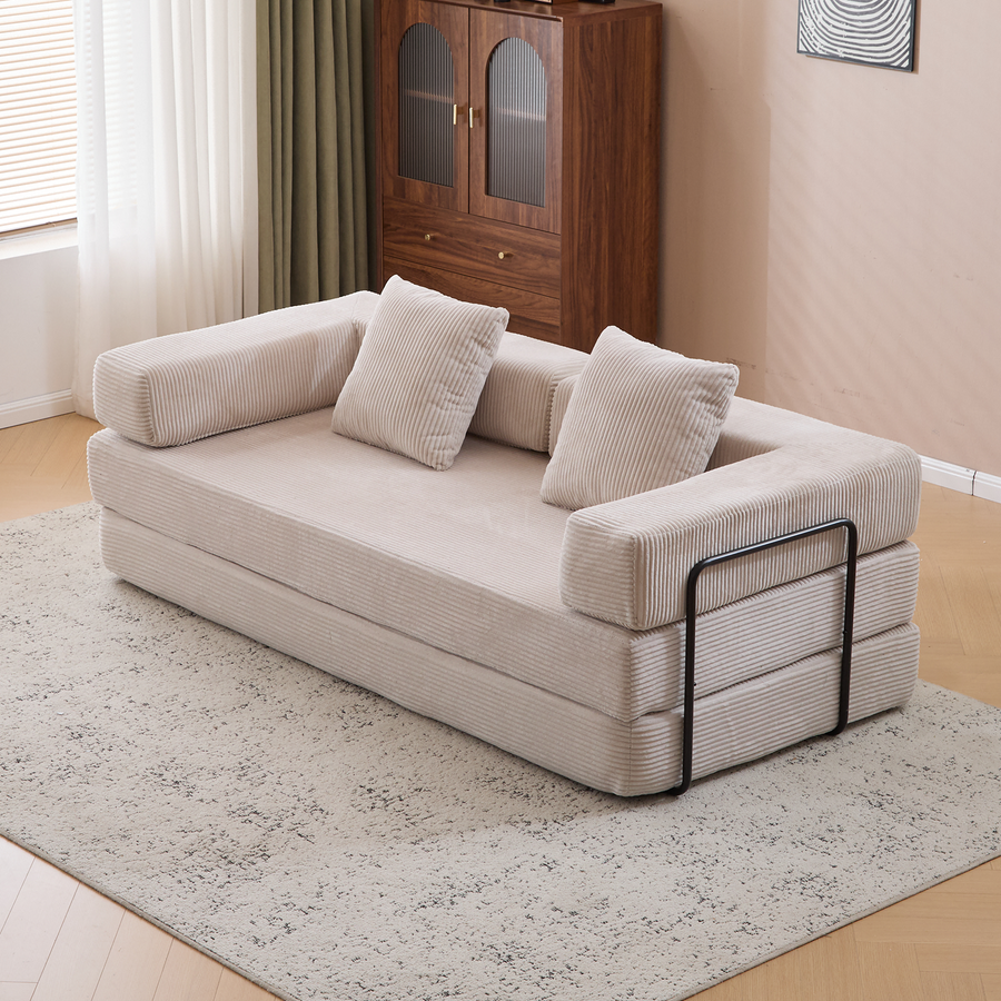 Floor Couch,Compression Sofa,Convertible Floor Sofa Bed-with Pillow Back Support Armrest,Comfy Futon Couch Lounge Sleeper Bed,Flannel fabric,for Livin