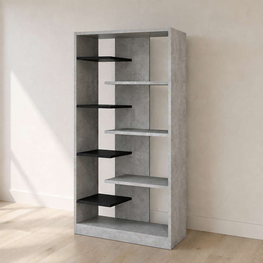 Magna Bookshelf in Faux Concrete & Black 92532