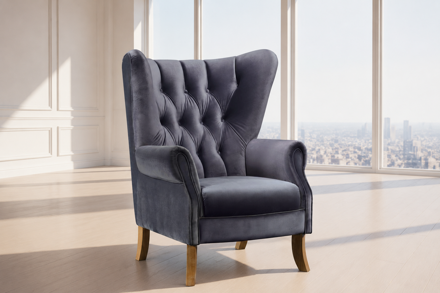 Adonis Accent Chair, Gray Velvet 59517