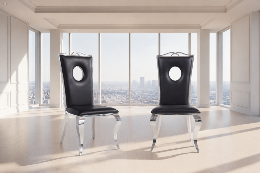Cyrene Side Chair (Set-2) in PU  Stainless Steel 62078