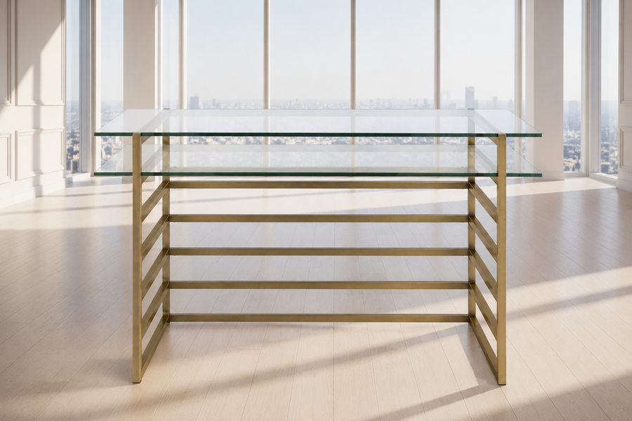 Shona Desk in Antique Gold & Clear Glass 92535