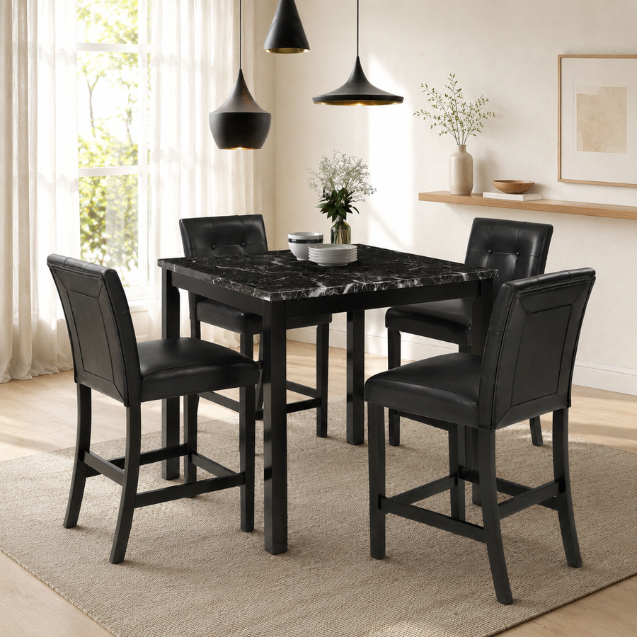 TOPMAX 5-Piece Counter-Height Dining Set — Black