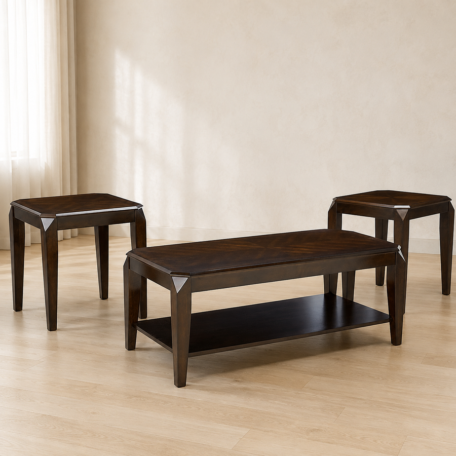 Docila Coffee/End Table Set (3Pc Pk) in Walnut 80655