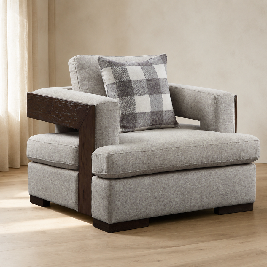 Niamey Chair w/1 Pillow, Fabric & Walnut 54852