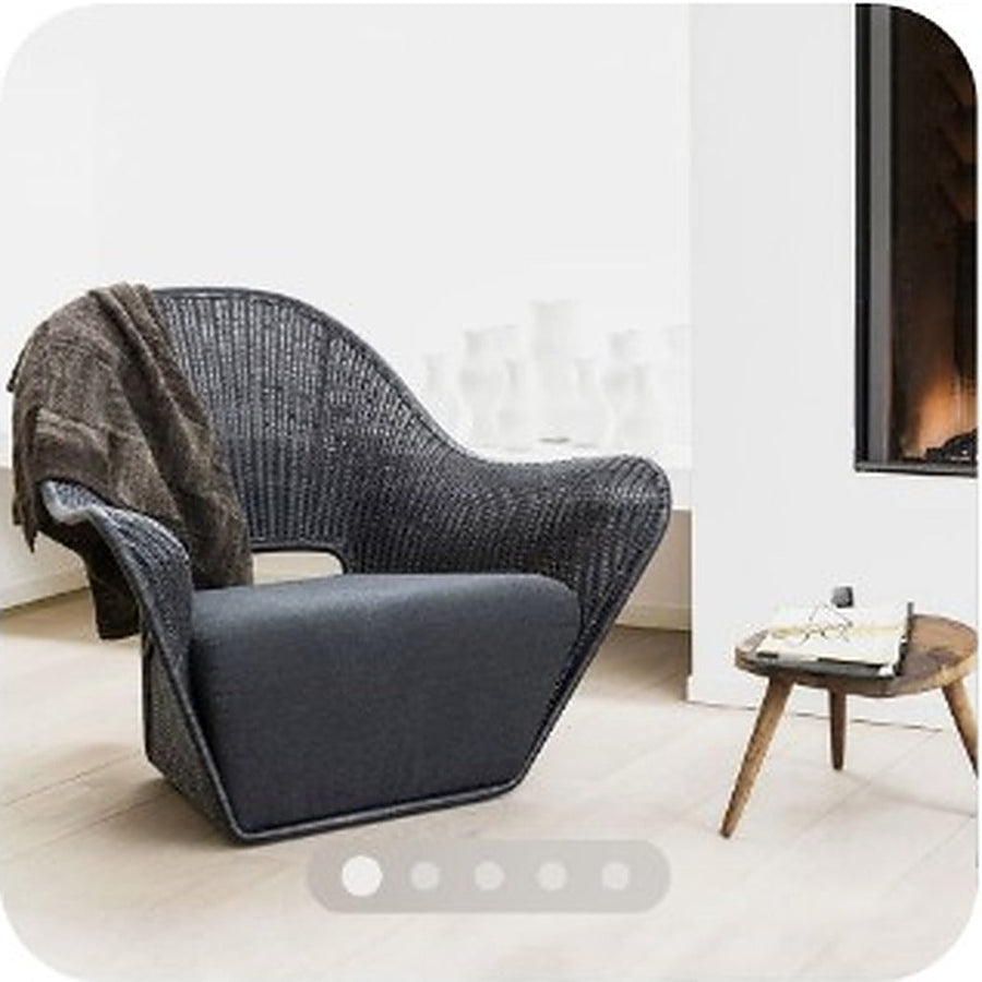 Nordic Gray Woven Lounge Chair | Sculptural Rattan-Look Seating