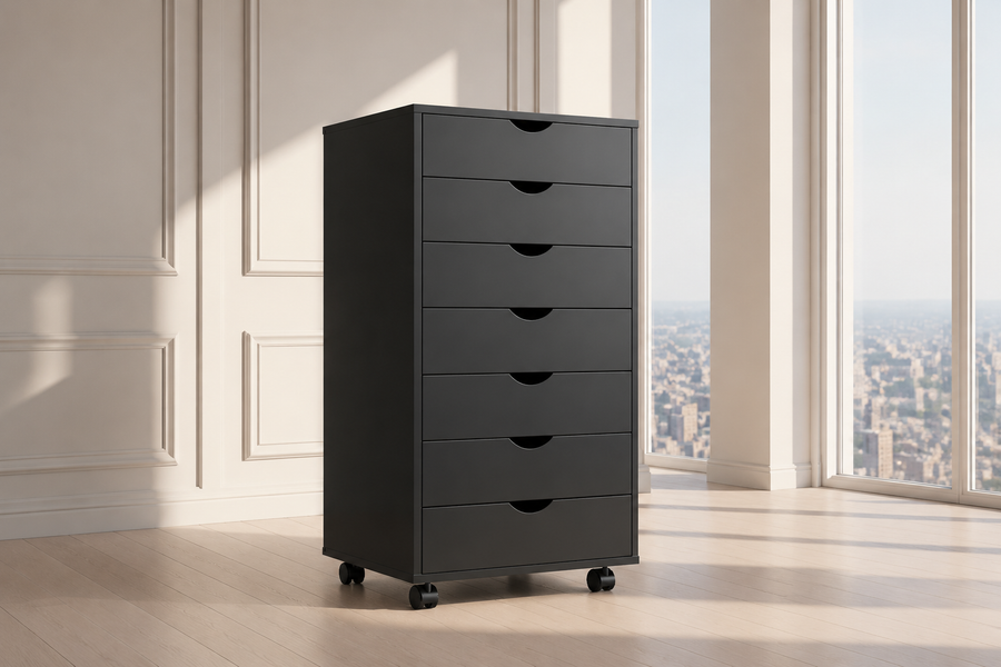 Panana 7-Drawer Storage Chest — Black