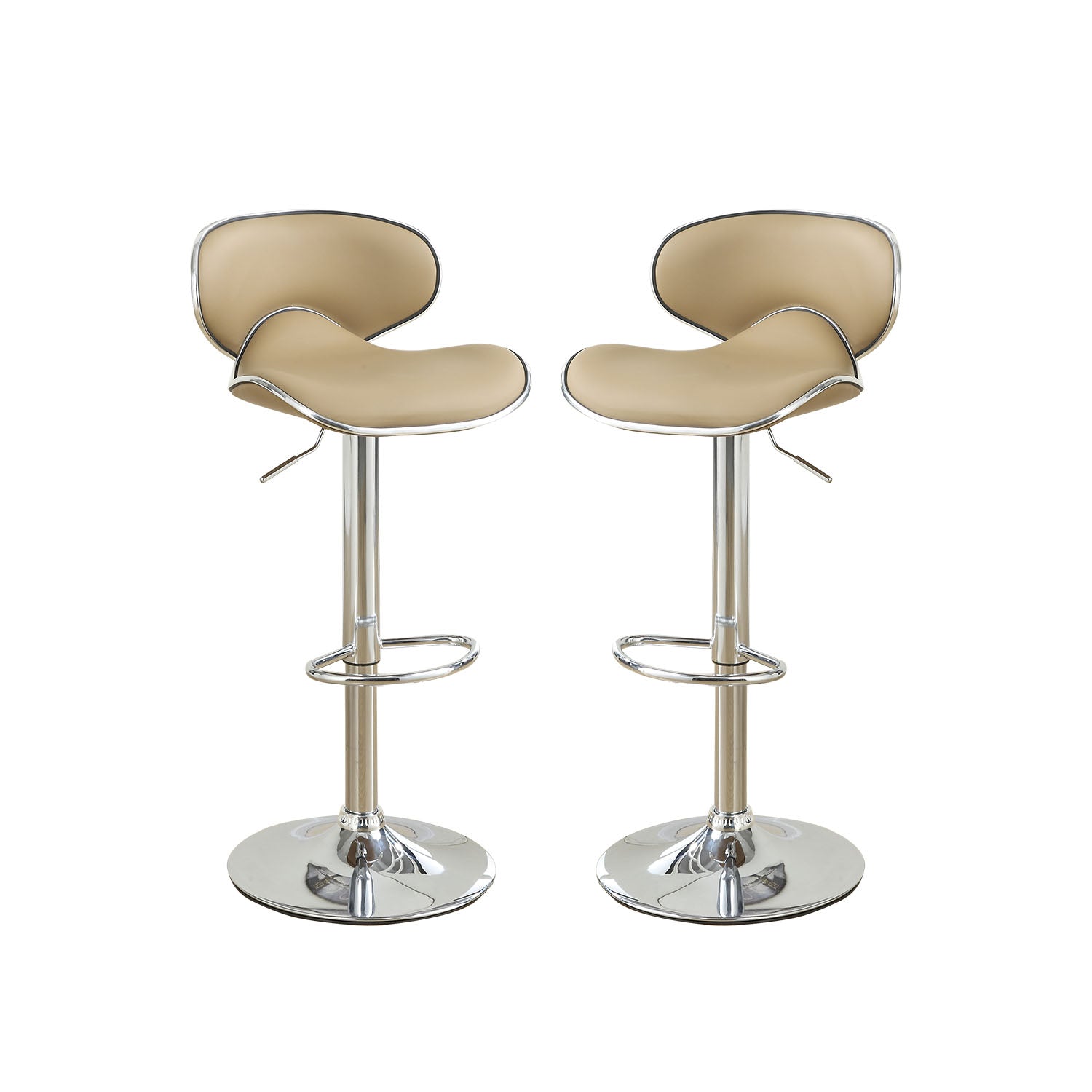 Adjustable Brown Faux Leather Bar Stools, Set of 2