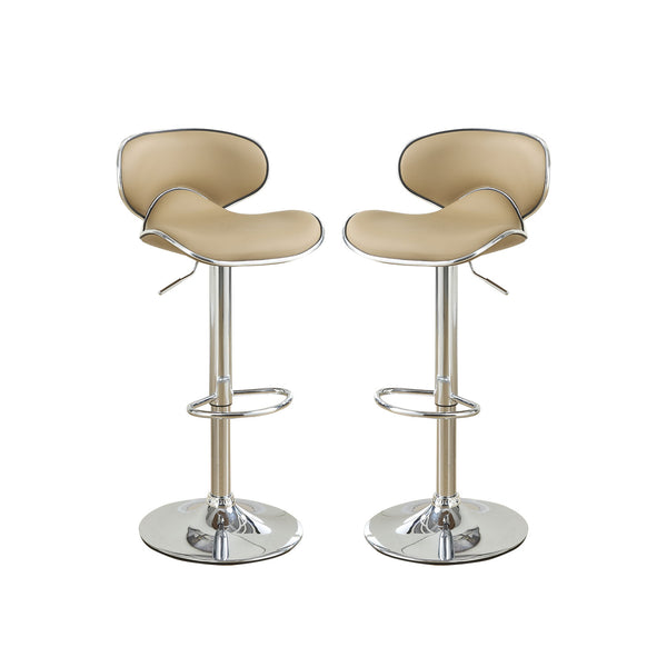 Adjustable Brown Faux Leather Bar Stools, Set of 2