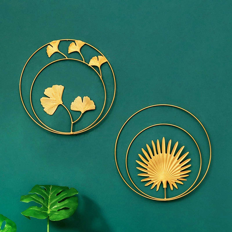 Wall Hanging Home Decoration Wrought Iron Ginkgo Leaf Wall Decoration Pendant Living Room Sofa Background Wall Porch Mural