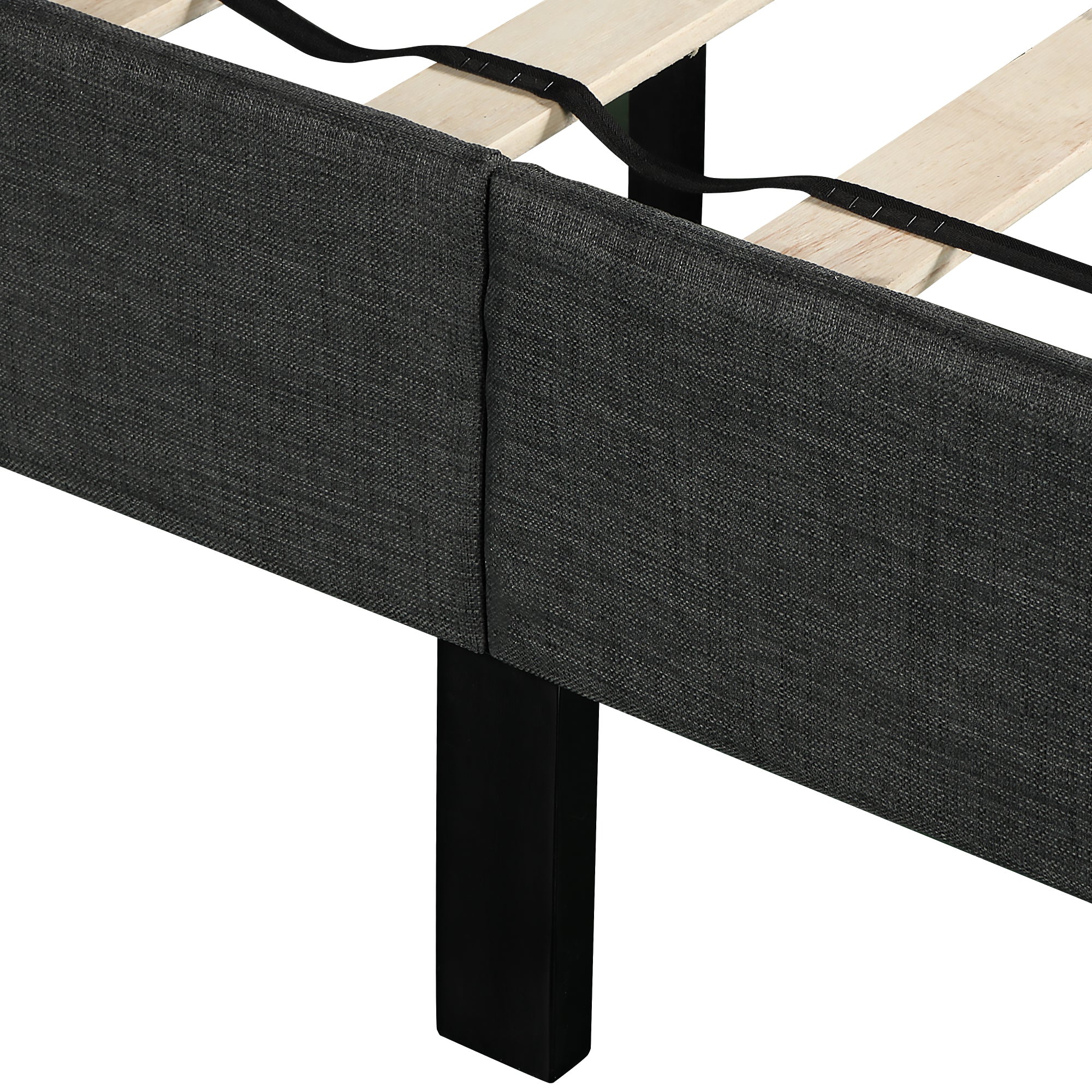 Upholstered Diamond Stitched Platform Bed (Twin, Gray)