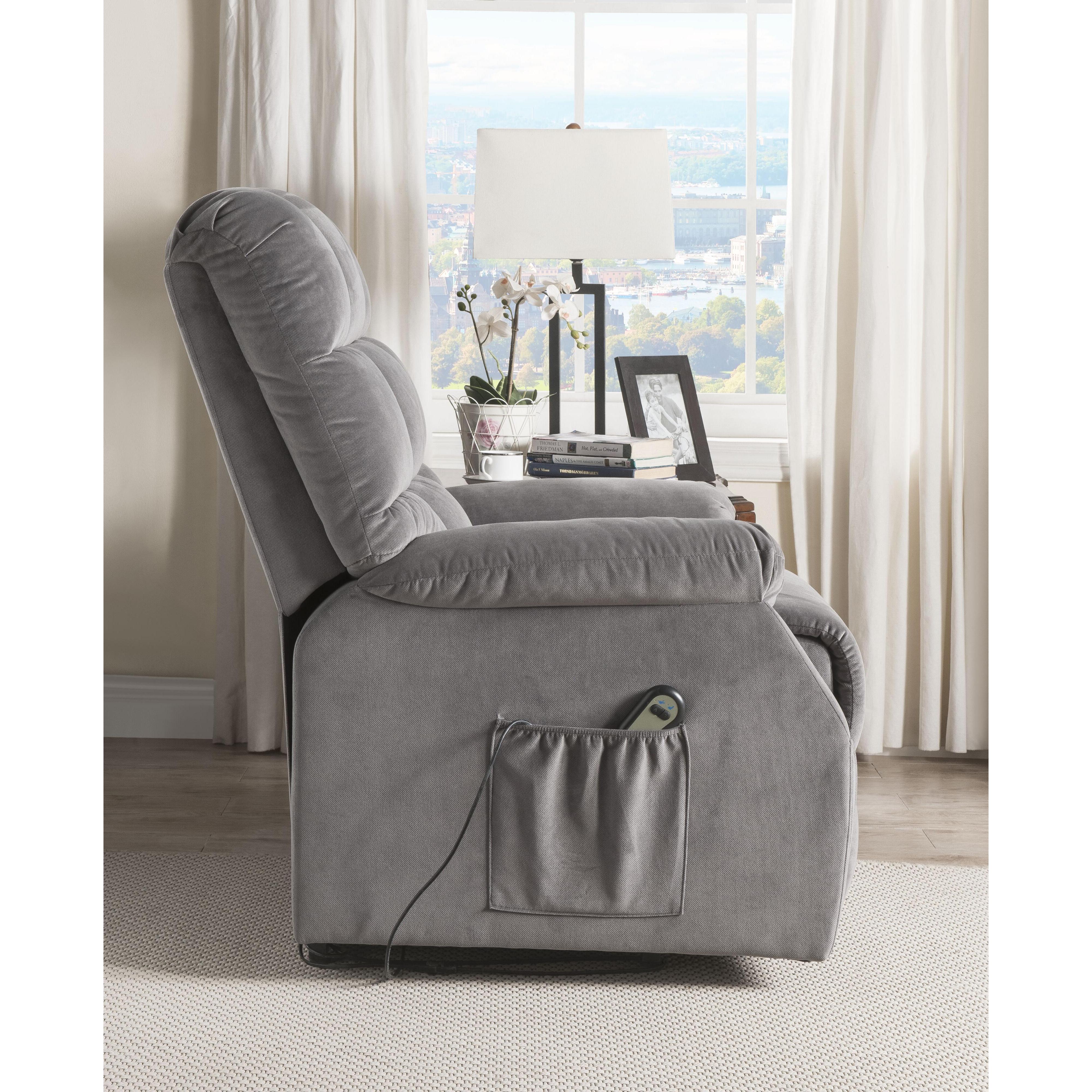 Ipompea Recliner w/Power Lift & Massage in Gray Velvet 59263