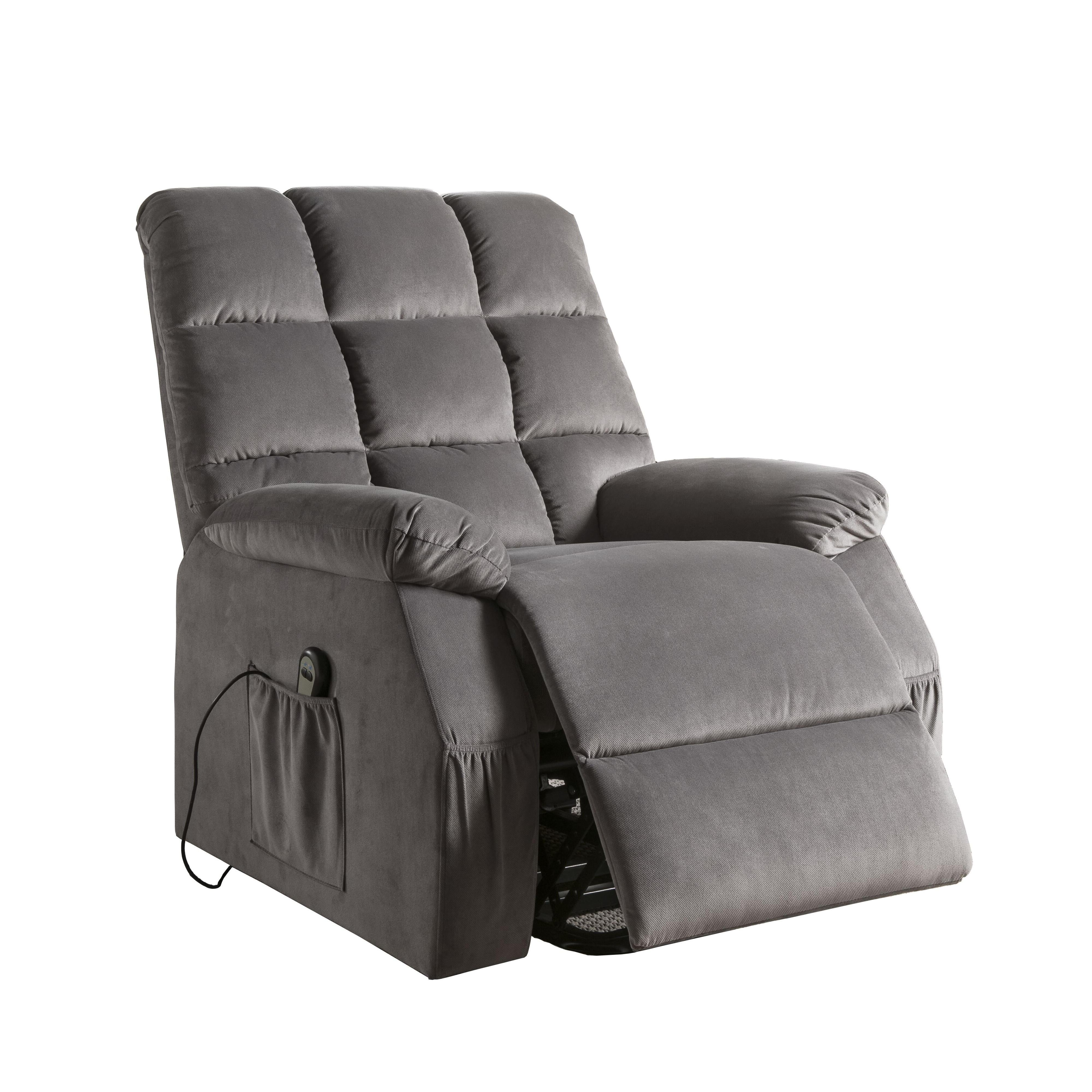 Ipompea Recliner w/Power Lift & Massage in Gray Velvet 59263