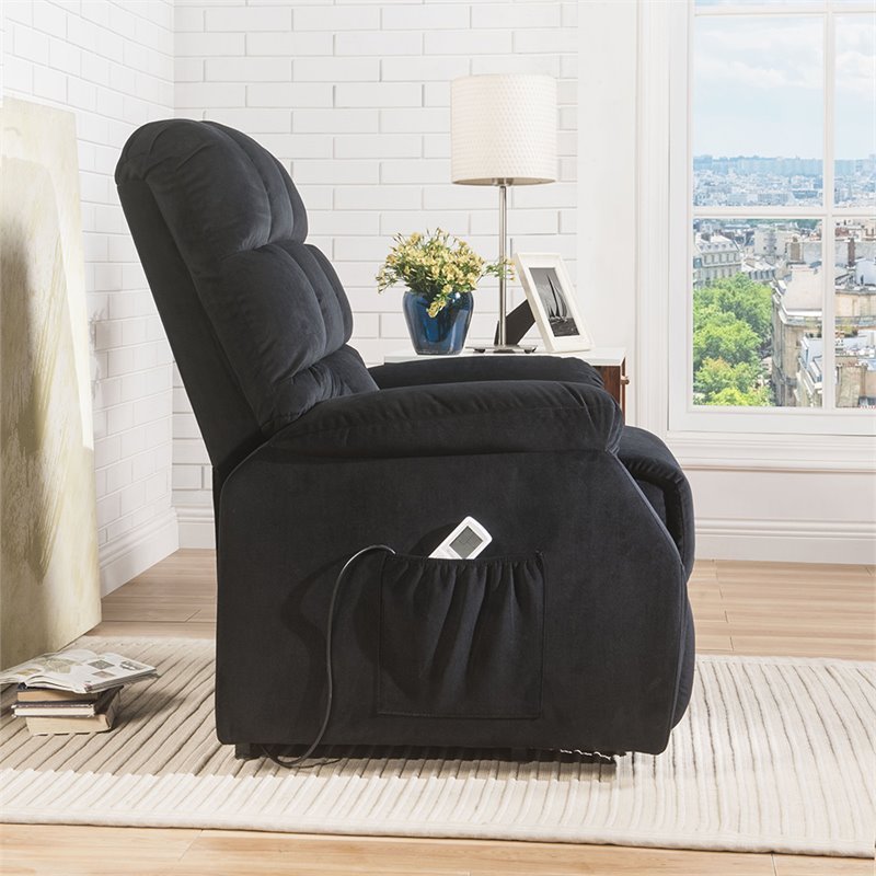 Ipompea Recliner w/Power Lift & Massage in Black Velvet 59262