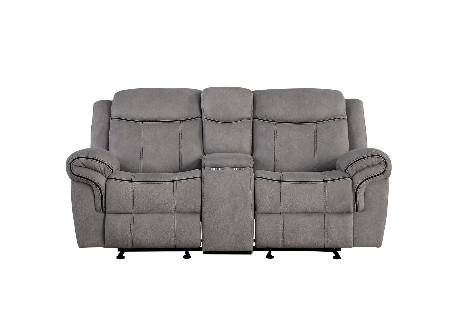 Zubaida Loveseat w/Console (Glider & Motion), 2-Tone Gray Velvet 55026