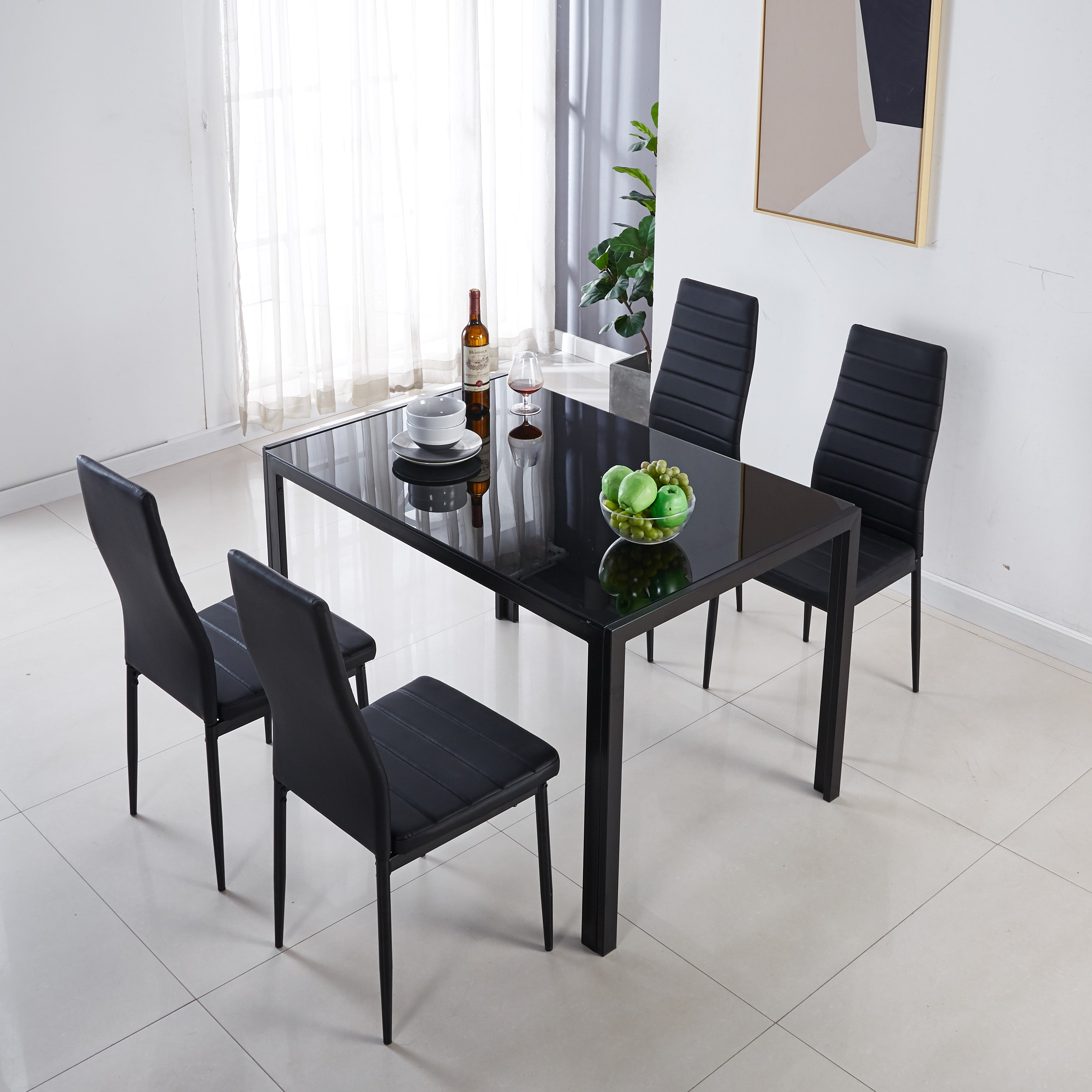 black glass table,120x75x75cm,dining table,kitchen table,coffee table