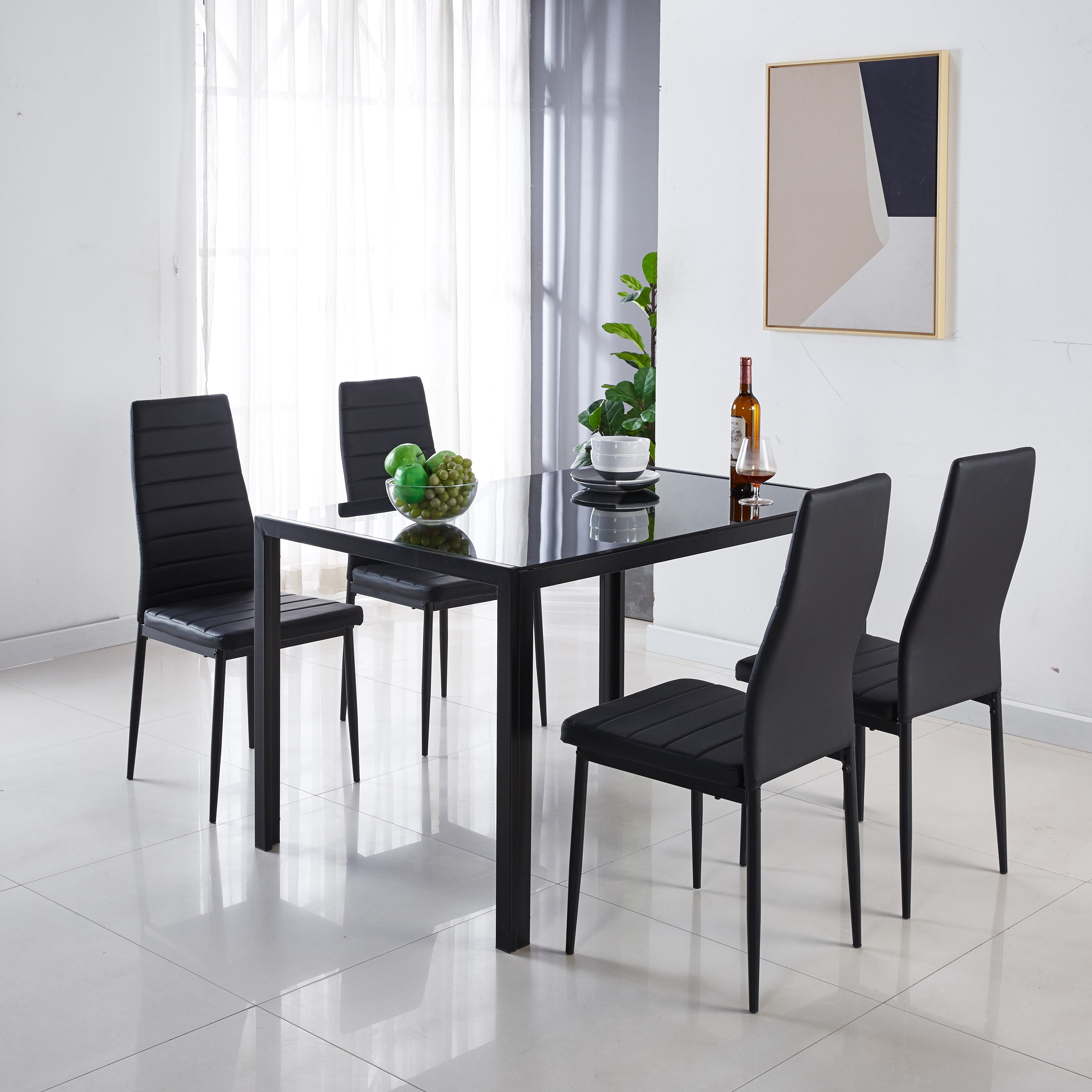 black glass table,120x75x75cm,dining table,kitchen table,coffee table