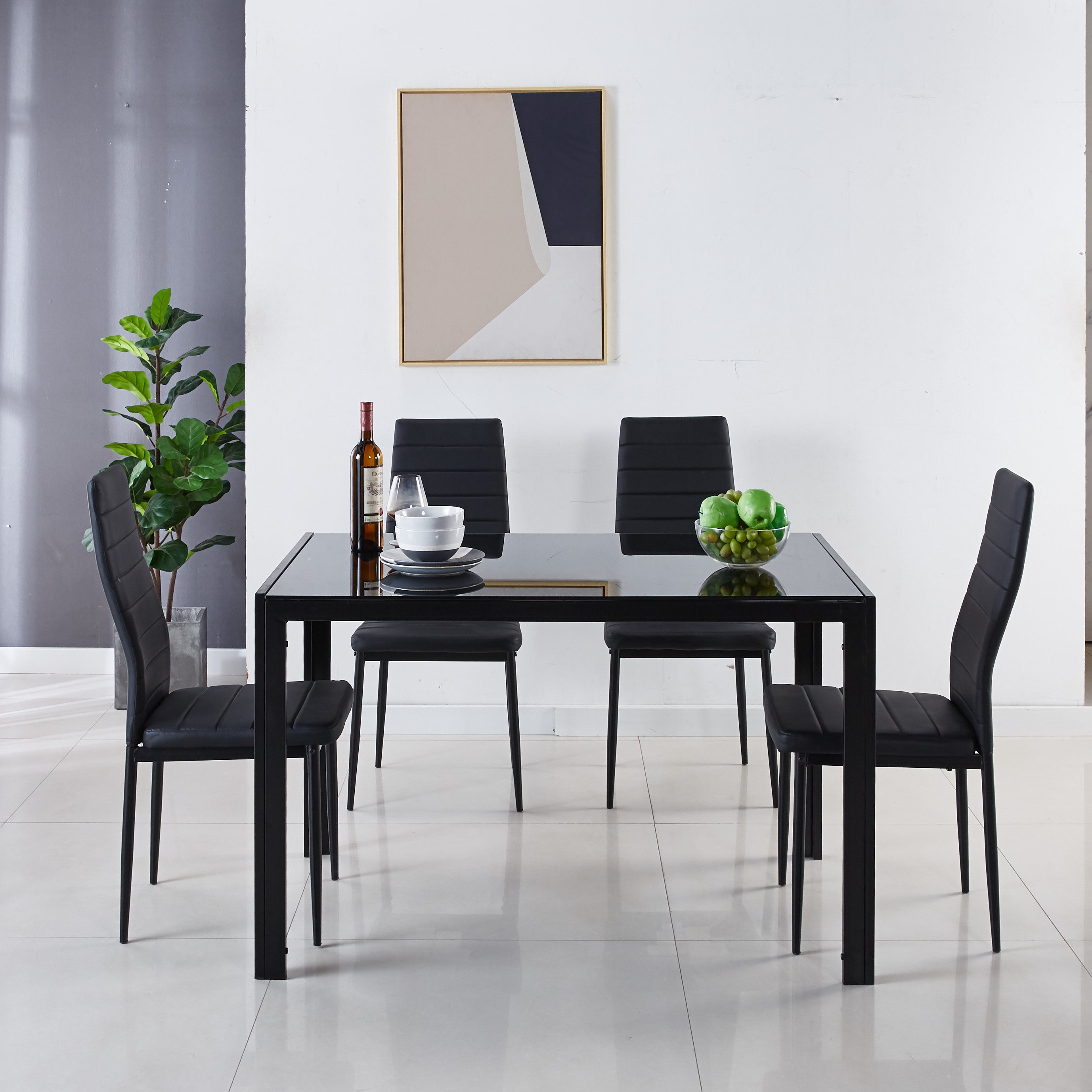 black glass table,120x75x75cm,dining table,kitchen table,coffee table