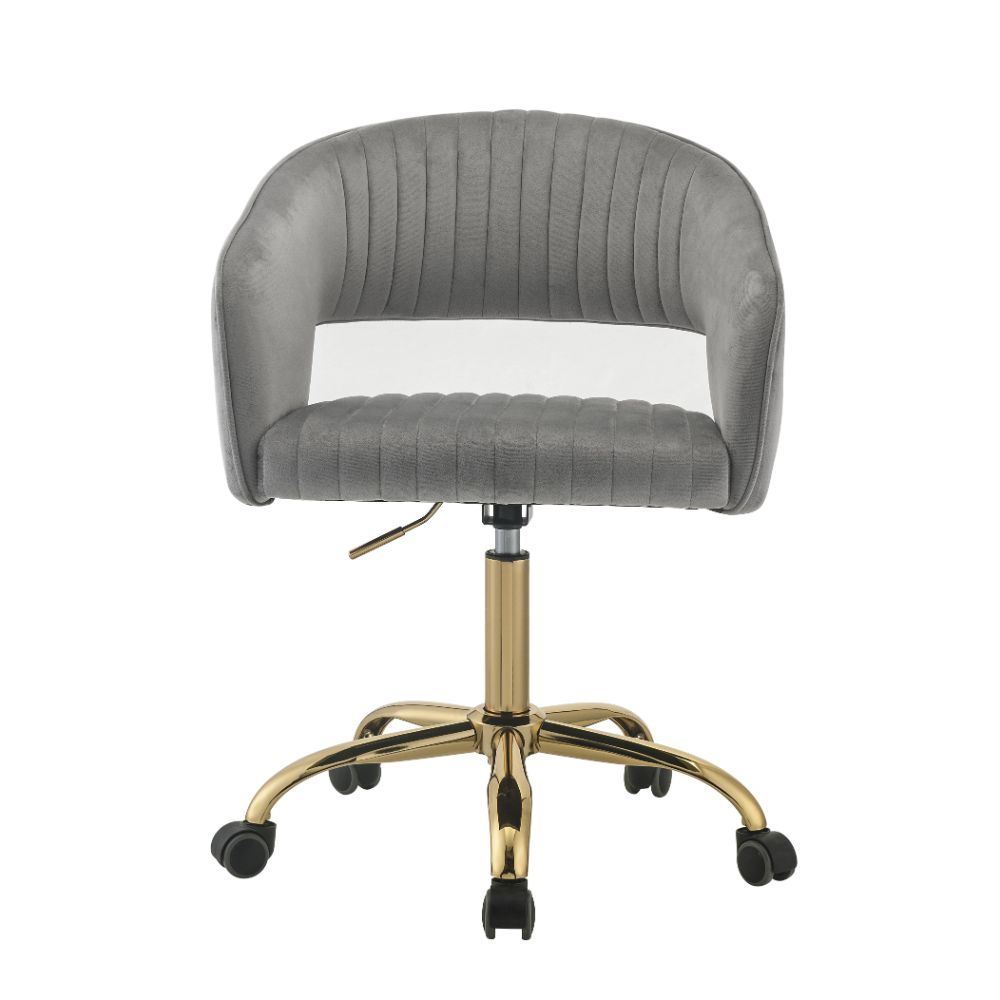 Hopi Office Chair, Gray Velvet & Gold 92940