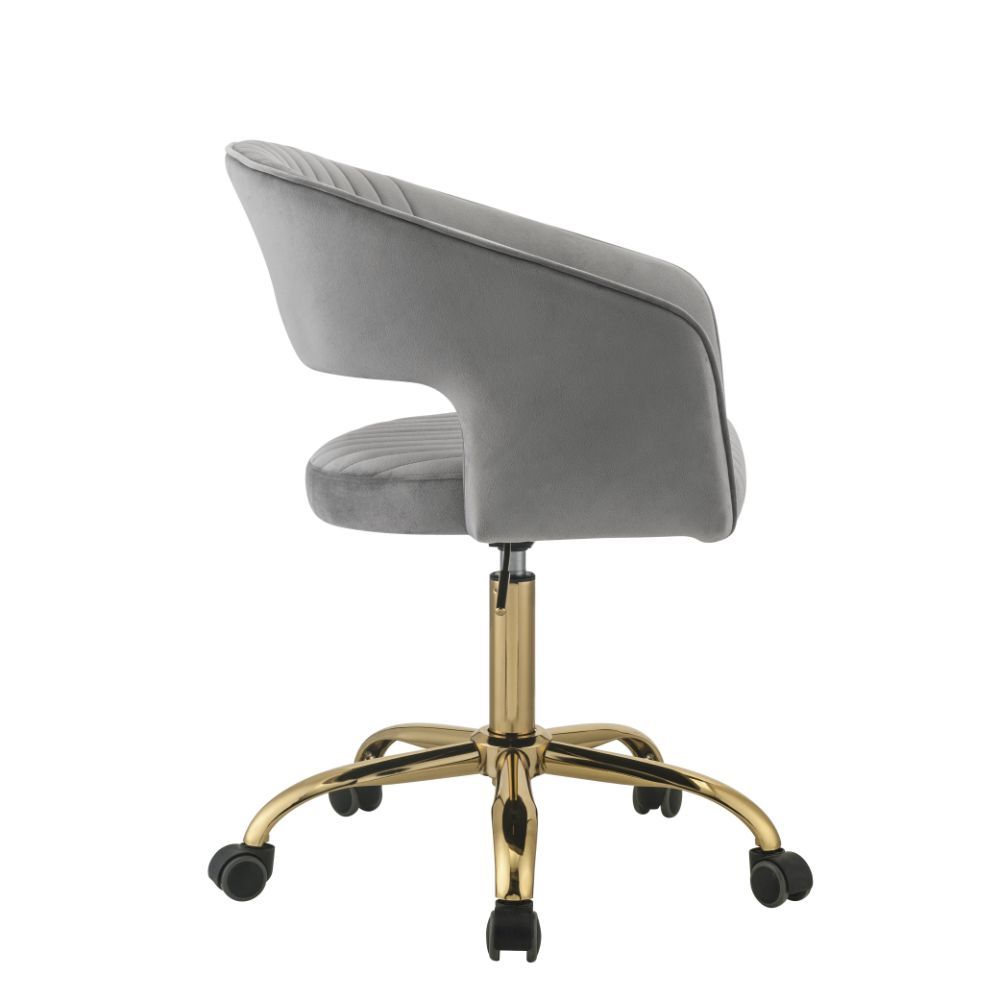 Hopi Office Chair, Gray Velvet & Gold 92940