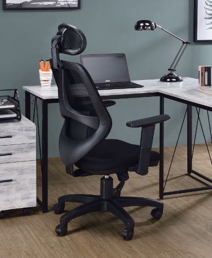 Arfon Black Contemporary Gaming Chair – Adjustable Height, Foam-Filled Support, Breathable Fabric