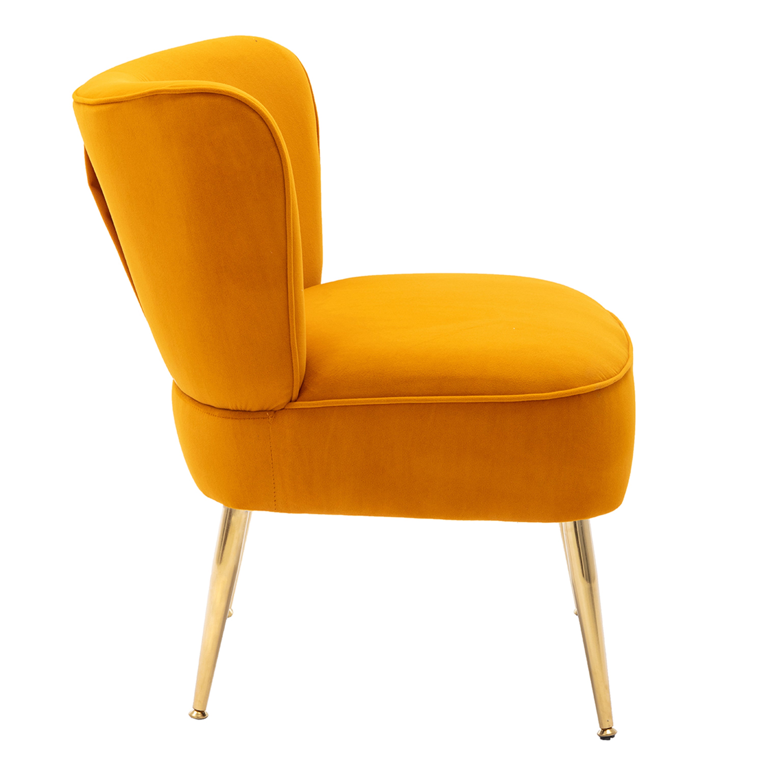 Accent Living Room Side Wingback Chair Ginger Velvet Fabric Upholstered Seat Chairs Occasional Bedroom  Leisure Chairs