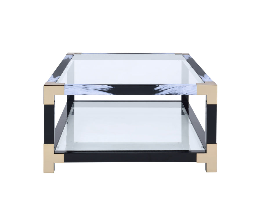 Lafty Coffee Table in White Brushed & Clear Glass 81000